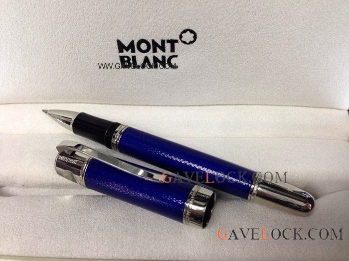 Wholesale Montblanc Jules Verne Rollerball Blue Silver Mont blanc Pen  Wholesale Montblanc Jules Verne Rollerball Blue Silver Mont blanc Pen